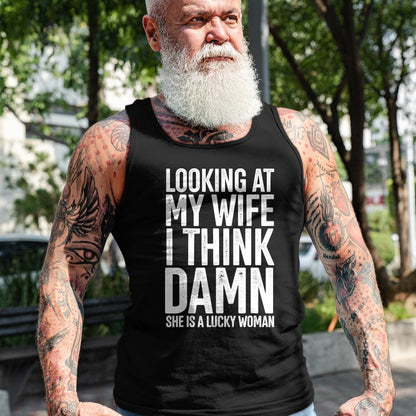 Best Wife Shirt, Wife and Husband Unisex T-Shirt/Hoodie/Sweatshirt HLT00 - Gift for wife T shirt, lucky wife   My Wife Is A Lucky Woman Wife Themed Gift Husbands Gift T-Shirt