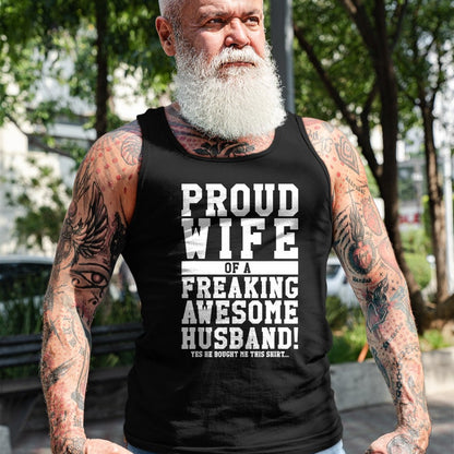 Best Wife Shirt, Wife and Husband Unisex T-Shirt/Hoodie/Sweatshirt HLT00 - Gift for wife T shirt, lucky wife   Proud Wife Of A Freaking Awesome Husband! Gift T-Shirt