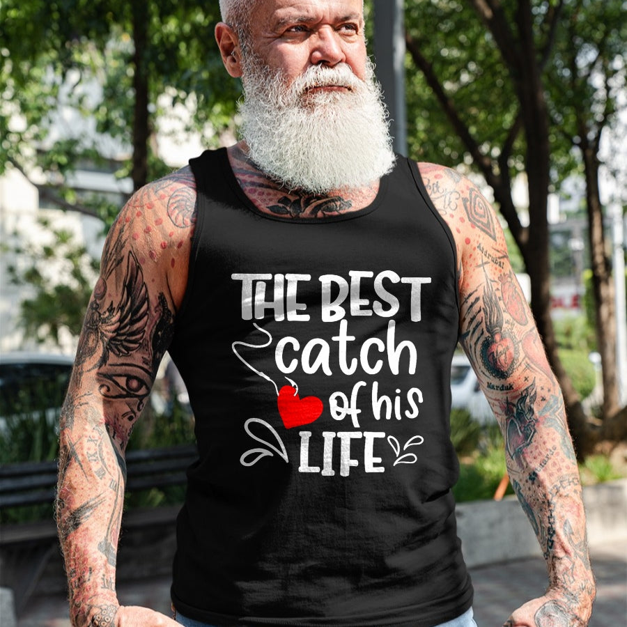 Best Wife Shirt, Wife and Husband Unisex T-Shirt/Hoodie/Sweatshirt HLT00 - Gift for wife T shirt, lucky wife   Best Catch of His Life One Lucky Fisherman Couple Matching T-Shi