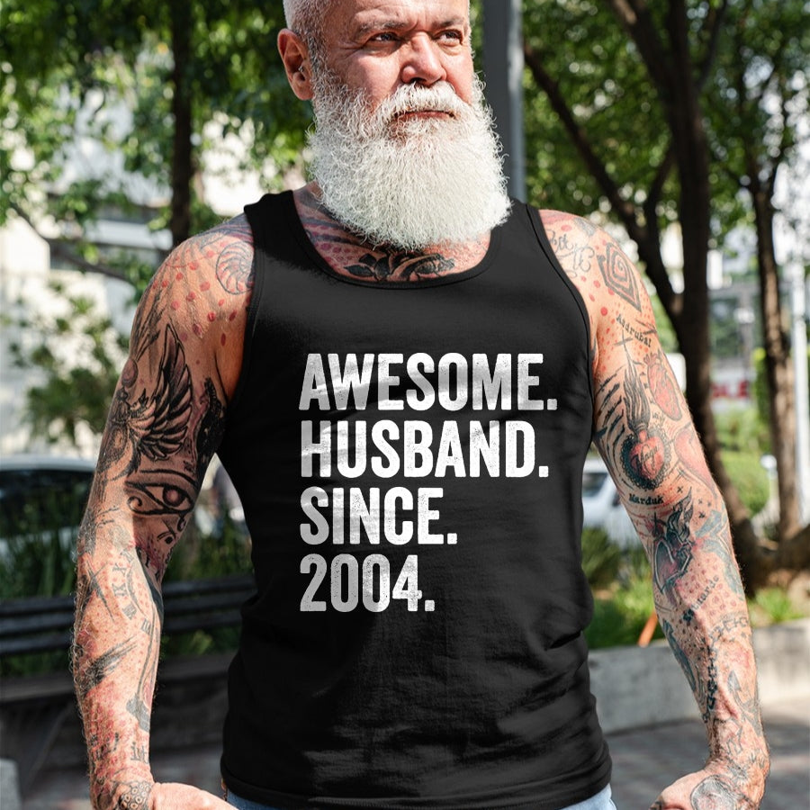 Best Wife Shirt, Wife and Husband Unisex T-Shirt/Hoodie/Sweatshirt HLT00 - Awesome Husband Since 2004 20th wedding anniversary 20 years T-Shirt