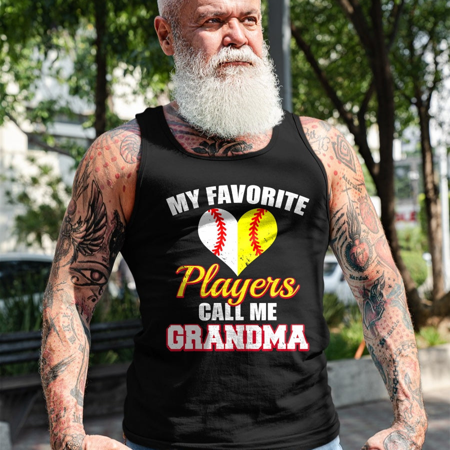 Best Grandma Shirt, Proud Grandma Unisex T-Shirt/Hoodie/Sweatshirt HLT00 - My Favorite Baseball Softball Players Call Me Grandma T-Shirt (1)