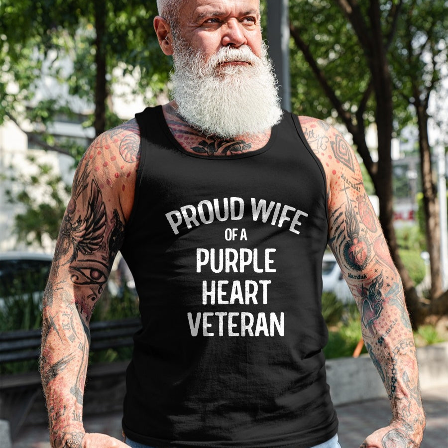 Best Wife Shirt, Wife and Husband Unisex T-Shirt/Hoodie/Sweatshirt HLT00 - Gift for wife T shirt, lucky wife   Wife of Purple Heart Veteran Shirt Proud Military Family T-Shirt