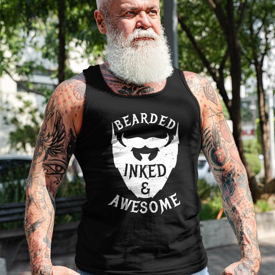 Best Wife Shirt, Wife and Husband Unisex T-Shirt/Hoodie/Sweatshirt HLT00 - Mens Bearded, Inked And Awesome Bearded And Tattooed Guy T Shirt