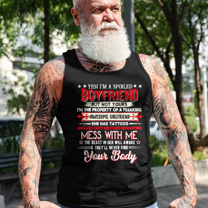 Best Wife Shirt, Wife and Husband Unisex T-Shirt/Hoodie/Sweatshirt HLT00 - Yes I'm A Spoiled Boyfriend Property Of Awesome Girlfriend T-Shirt