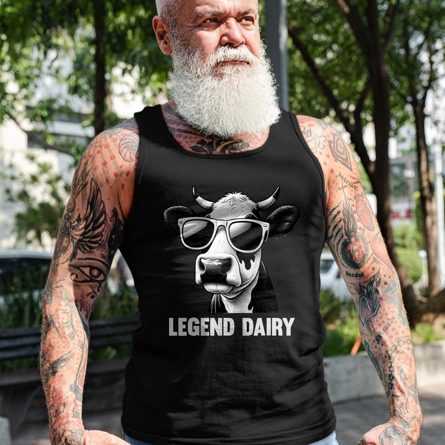 Best Farmer Life Shirt, Funny Farmer UnisexT-Shirt/Hoodie/Sweatshirt HLT00 - Legend Dairy Funny Farmer Cow Farmer Pun Graphic T-Shirt, Men, Black, 3X-Large