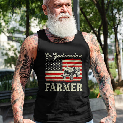 Best Farmer Life Shirt, Funny Farmer UnisexT-Shirt/Hoodie/Sweatshirt HLT00 - Vintage Old American Flag Patriotic So God Made A Farmer T-Shirt, Youth, Olive Green, Medium