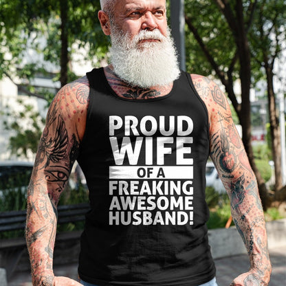 Best Wife Shirt, Wife and Husband Unisex T-Shirt/Hoodie/Sweatshirt HLT00 - Valentines Day - Proud Wife Of A Freaking Awesome Husband T-Shirt