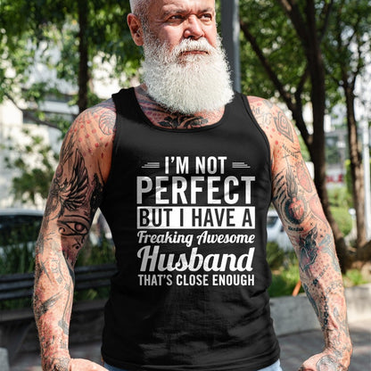 Best Wife Shirt, Wife and Husband Unisex T-Shirt/Hoodie/Sweatshirt HLT00 - Womens I'm Not Perfect But I Have A Freaking Awesome Husband V-Neck T-Shirt