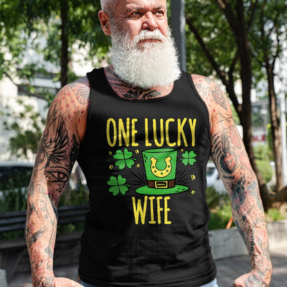 Best Wife Shirt, Wife and Husband Unisex T-Shirt/Hoodie/Sweatshirt HLT00 - Gift for wife T shirt, lucky wife   Womens One Lucky Wife St. Patrick's Day Lucky Wife V-Neck T-Shir