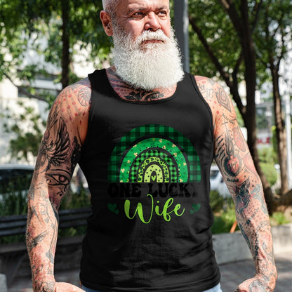 Best Wife Shirt, Wife and Husband Unisex T-Shirt/Hoodie/Sweatshirt HLT00 - Gift for wife T shirt, lucky wife   Womens One Lucky Wife Rainbow Irish St Patricks Day Shamrock Tan