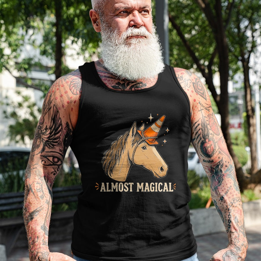 Best Horse Lover Shirt , Funny Horse UnisexT-Shirt/Hoodie/Sweatshirt HLT00 - Almost Magical Funny Horse Unicorn Humor T-Shirt, Men, Black, 3X-Large