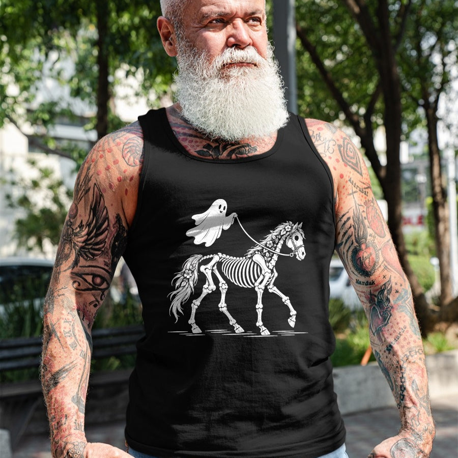 Best Horse Lover Shirt , Funny Horse UnisexT-Shirt/Hoodie/Sweatshirt HLT00 - Cute Ghost Walking Skeleton Horse Halloween T-Shirt