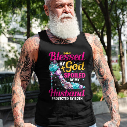 Best Wife Shirt, Wife and Husband Unisex T-Shirt/Hoodie/Sweatshirt HLT00 - Gift for wife T shirt, spoiled wife   Christian Wife Jesus Blessed By God Spoiled By My Husband T-Sh