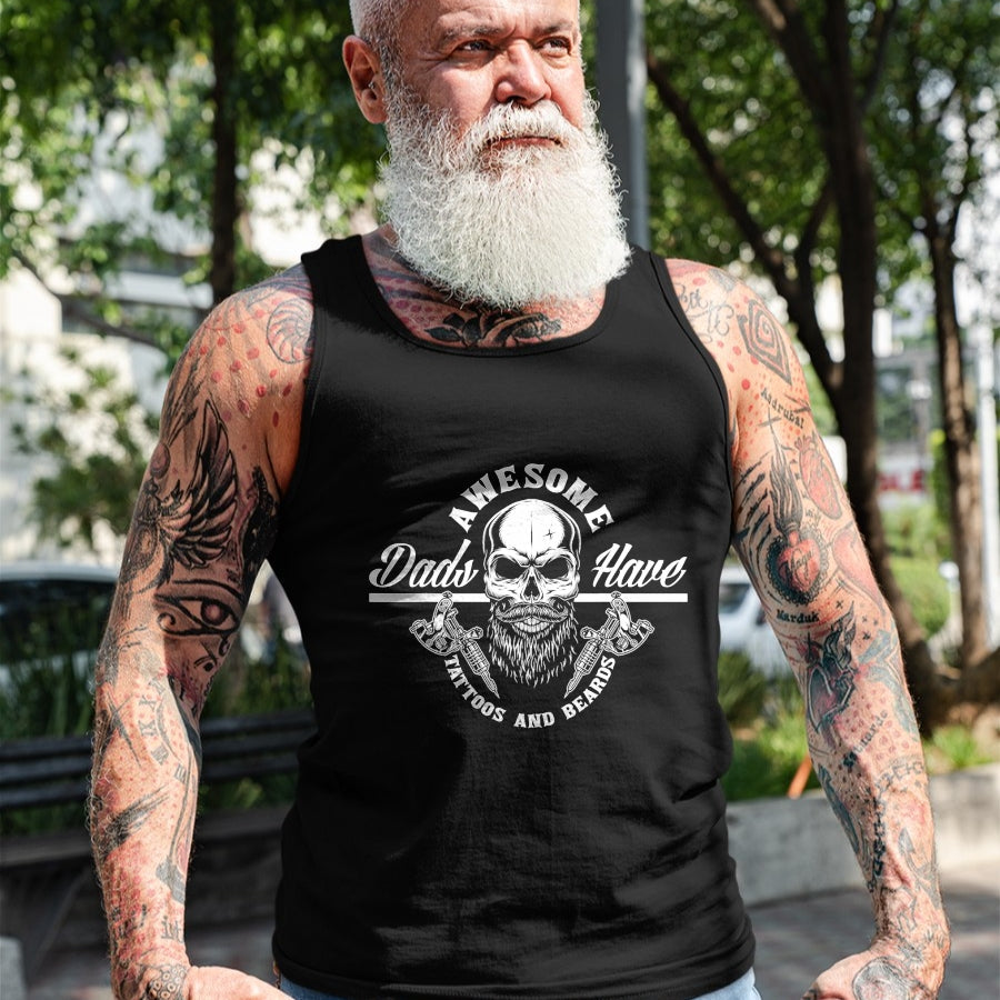 Best Wife Shirt, Wife and Husband Unisex T-Shirt/Hoodie/Sweatshirt HLT00 - Awesome Dads Have Tattoos And Beards Funny Father Dad T-Shirt