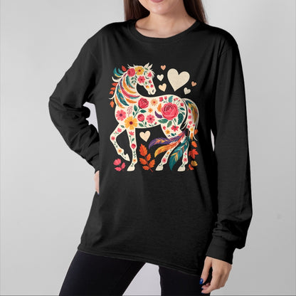 Best Horse Lover Shirt , Funny Horse UnisexT-Shirt/Hoodie/Sweatshirt HLT00 - Floral Horse Equestrian Western Cowgirl T-Shirt