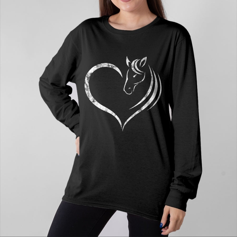 Best Horse Lover Shirt , Funny Horse UnisexT-Shirt/Hoodie/Sweatshirt HLT00 - Cute Horse Lover Outfit Gift for Girls Women Horse and Heart T-Shirt Small