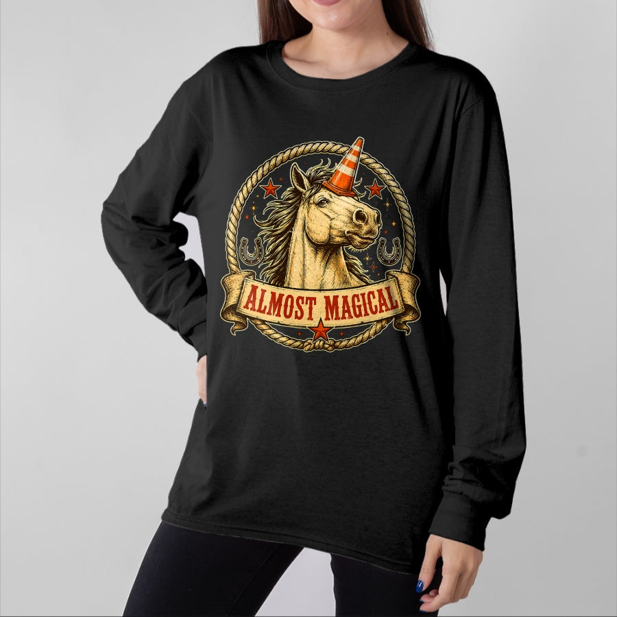Best Horse Lover Shirt , Funny Horse UnisexT-Shirt/Hoodie/Sweatshirt HLT00 - Funny Horse Unicorn Graphic Almost Magical Slogan T-Shirt