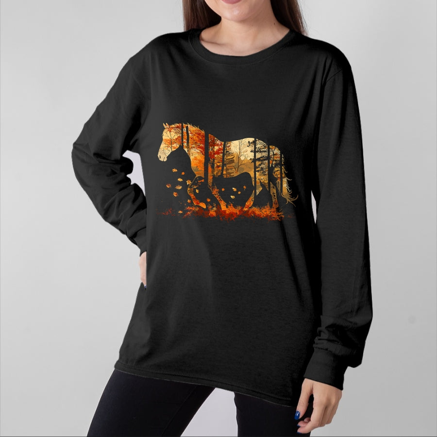 Best Horse Lover Shirt , Funny Horse UnisexT-Shirt/Hoodie/Sweatshirt HLT00 - Cute Horse Lover Autumn Leaves Pony Animal Wildlife T-Shirt
