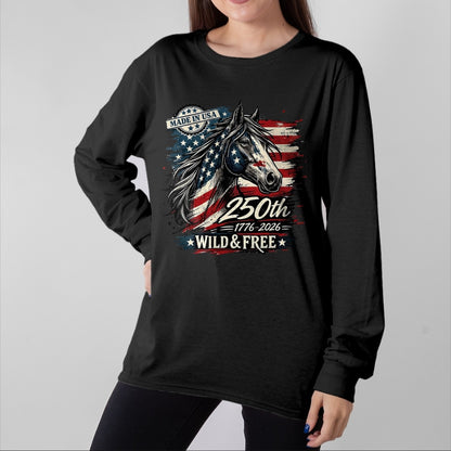 Best Horse Lover Shirt , Funny Horse UnisexT-Shirt/Hoodie/Sweatshirt HLT00 - America 250th Horse USA Flag Independence 1776-2026 Western T-Shirt, Men, Black, 3X-Large