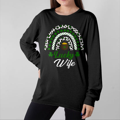 Best Wife Shirt, Wife and Husband Unisex T-Shirt/Hoodie/Sweatshirt HLT00 - Gift for wife T shirt, lucky wife   Lucky Wife Rainbow St Patricks Day Lucky Wife Long Sleeve T-Shir (1)