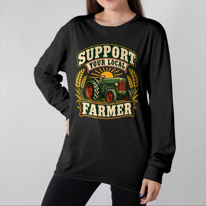 Best Farmer Life Shirt, Funny Farmer UnisexT-Shirt/Hoodie/Sweatshirt HLT00 - Support Your Local Farmer Vintage Tractor Wheat Sunrise Farm T-Shirt