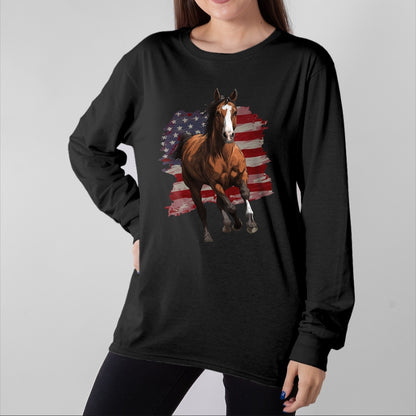 Best Horse Lover Shirt , Funny Horse UnisexT-Shirt/Hoodie/Sweatshirt HLT00 - Horse Equestrian Riding USA Flag US America American Graphic T-Shirt