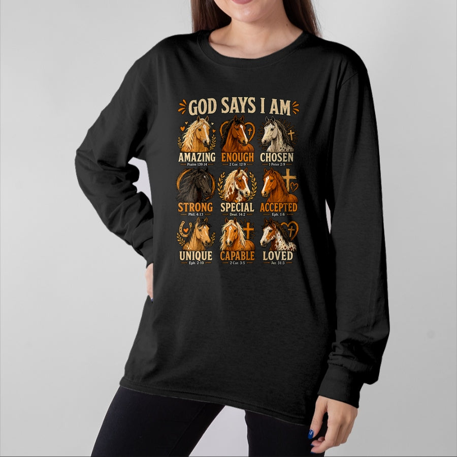 Best Horse Lover Shirt , Funny Horse UnisexT-Shirt/Hoodie/Sweatshirt HLT00 - God Says I Am Horse Bible Verse Faith Affirmation T-Shirt