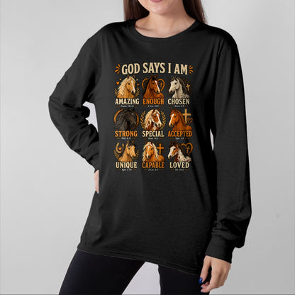 Best Horse Lover Shirt , Funny Horse UnisexT-Shirt/Hoodie/Sweatshirt HLT00 - God Says I Am Horse Bible Verse Faith Affirmation T-Shirt