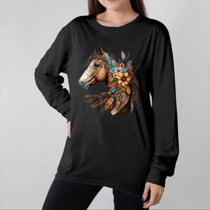 Best Horse Lover Shirt , Funny Horse UnisexT-Shirt/Hoodie/Sweatshirt HLT00 - Floral Wild Horse Country Horse Riding T-Shirt