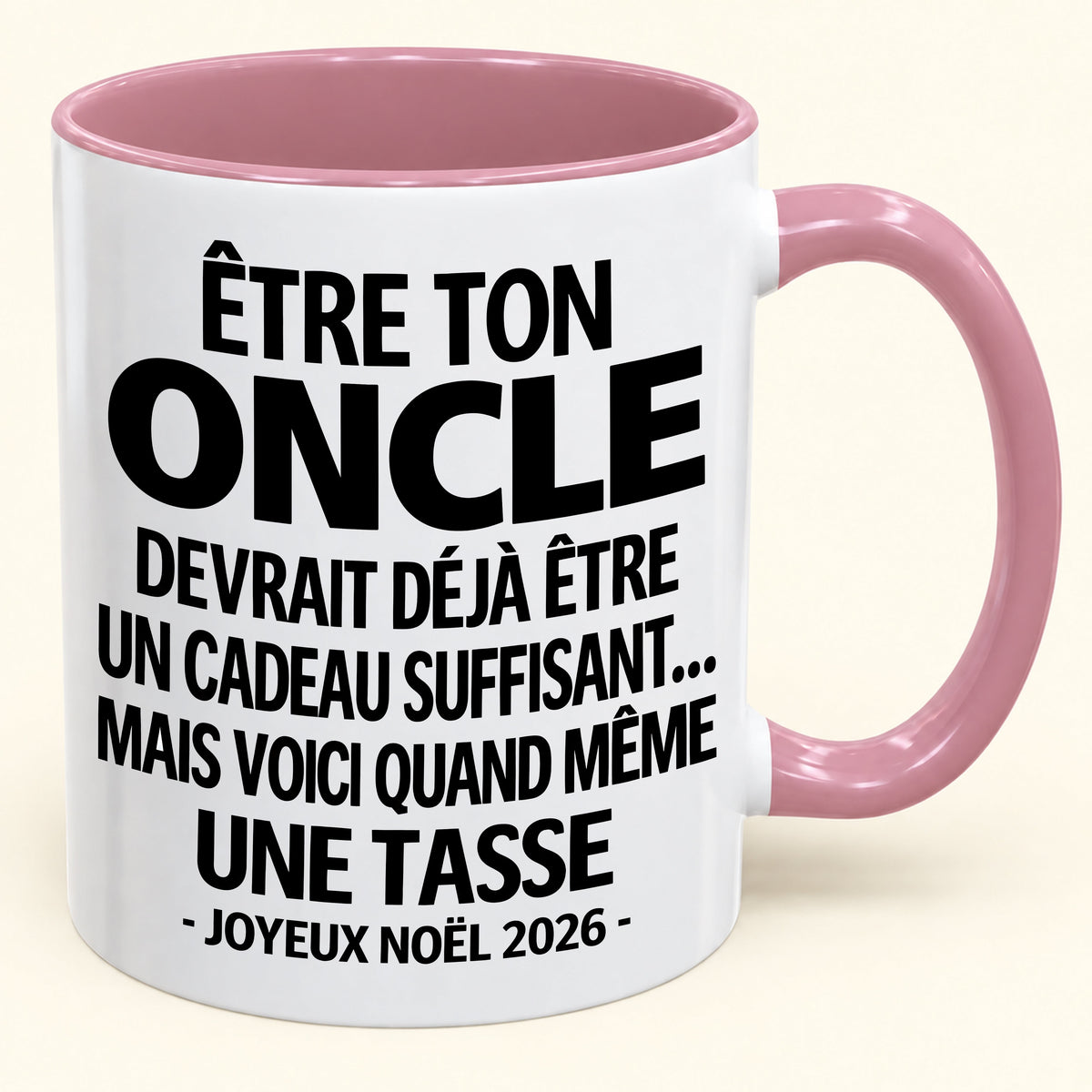Être ton oncle est déjà un cadeau suffisant – Mug bicolore humoristique – Cadeau de Noël 2026 (SKU2610-157) MUGFR