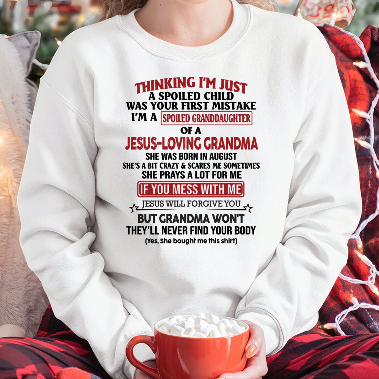 Christian Girl Shirt – Spoiled by Grandma August Edition – From Grandma to Granddaughter NTTD08 (SKU07-181-08)