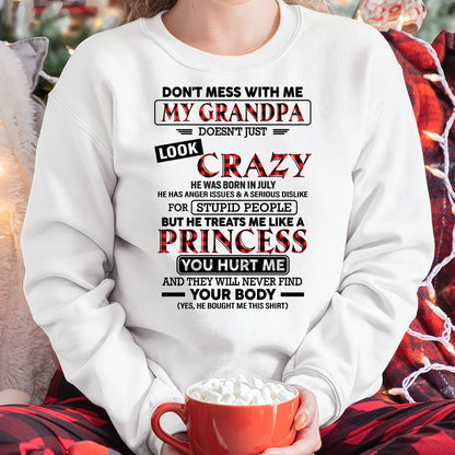 Crazy Grandpa Shirt for Girls July Edition – From Grandpa to Granddaughter NTTD07 (SKU07-131-07)