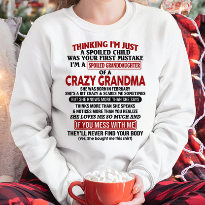 I'M A SPOILED GRANDDAUGHTER OF A CRAZY GRANDMA - From Grandma - NTTD02 (SKU-GMD1-NTT02)