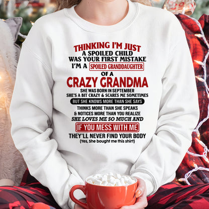 I'M A SPOILED GRANDDAUGHTER OF A CRAZY GRANDMA - From Grandma - NTTD09 (SKU-GMD1-NTT09)