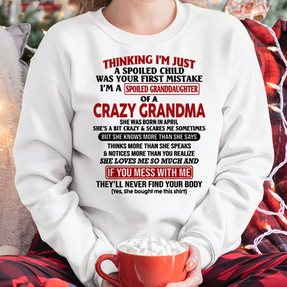 I'M A SPOILED GRANDDAUGHTER OF A CRAZY GRANDMA - From Grandma - NTTD04 (SKU-GMD1-NTT04)