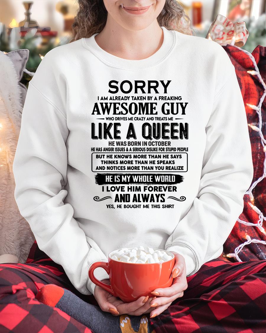 October - Sorry I am already taken by a freaking awesome guy - Gift for Wife From Husband - NGHL10 (SKU-SRG-10)