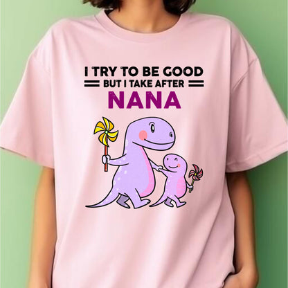 TRY TO BE GOOD BUT I TAKE AFTER NANA - For granddaughter T shirt NTTD00 (SKU07-88)