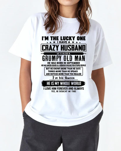 September - I am Lucky One I Have A Crazy Husband - Gift for Wife From Husband - NGHL09 (SKUT-LUCKYONE-09)