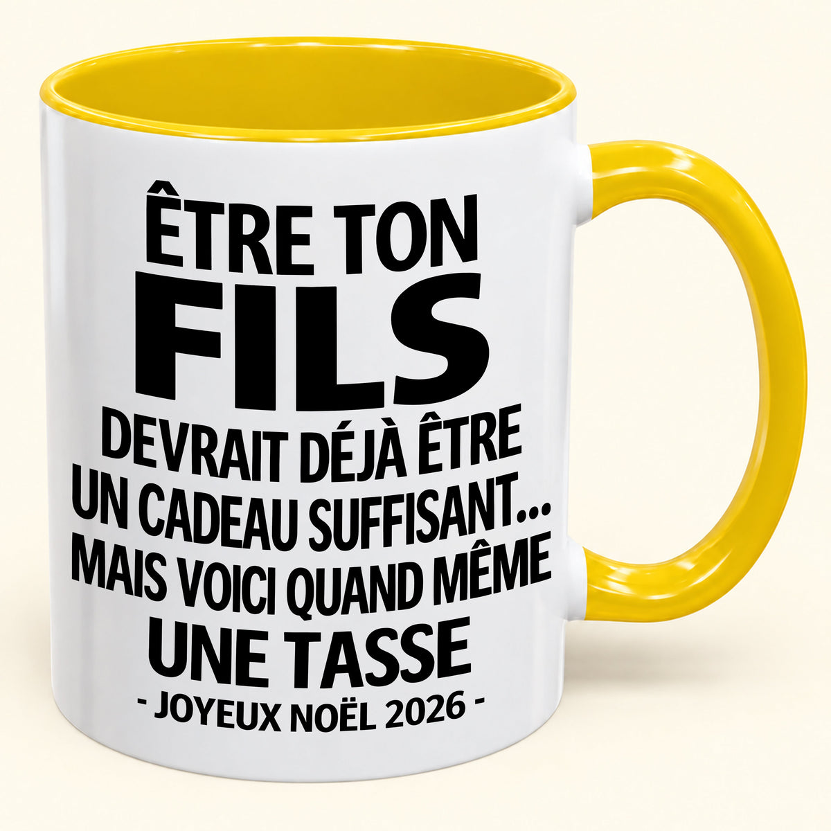 Être ton fils est déjà un cadeau suffisant – Mug bicolore humoristique – Cadeau de Noël 2026 (SKU2610-231) MUGFR