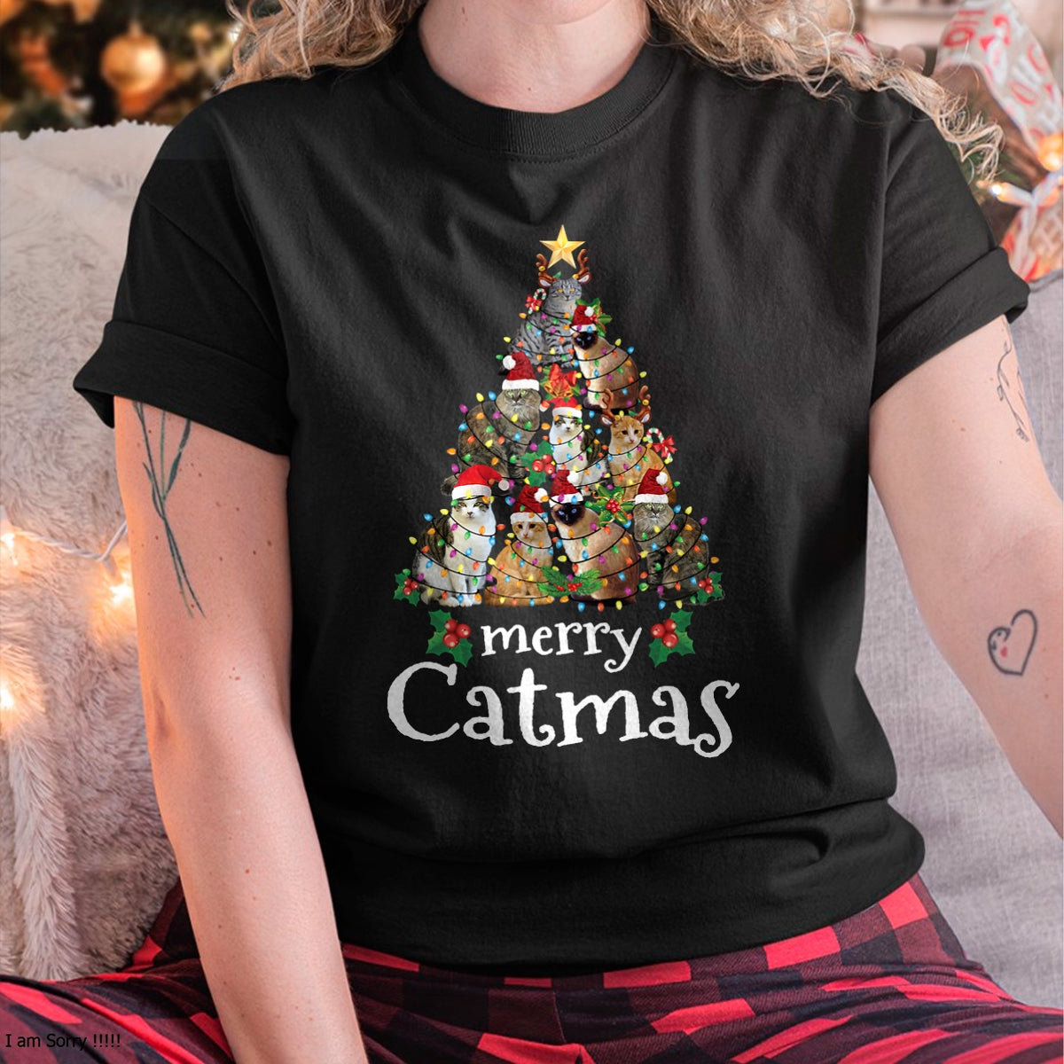 Merry Catmas Funny Cat Mom Cat Dad Christmas Cat T-Shirt - Christmas Unisex T-Shirt/Hoodie/Sweatshirt - HNDS00
