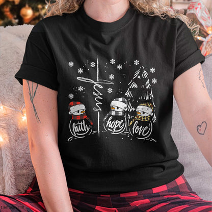 Faith Hope Love Jesus HNDSman Plaid Leopard Christmas Gift T-Shirt - Christmas Unisex T-Shirt/Hoodie/Sweatshirt - HNDS00