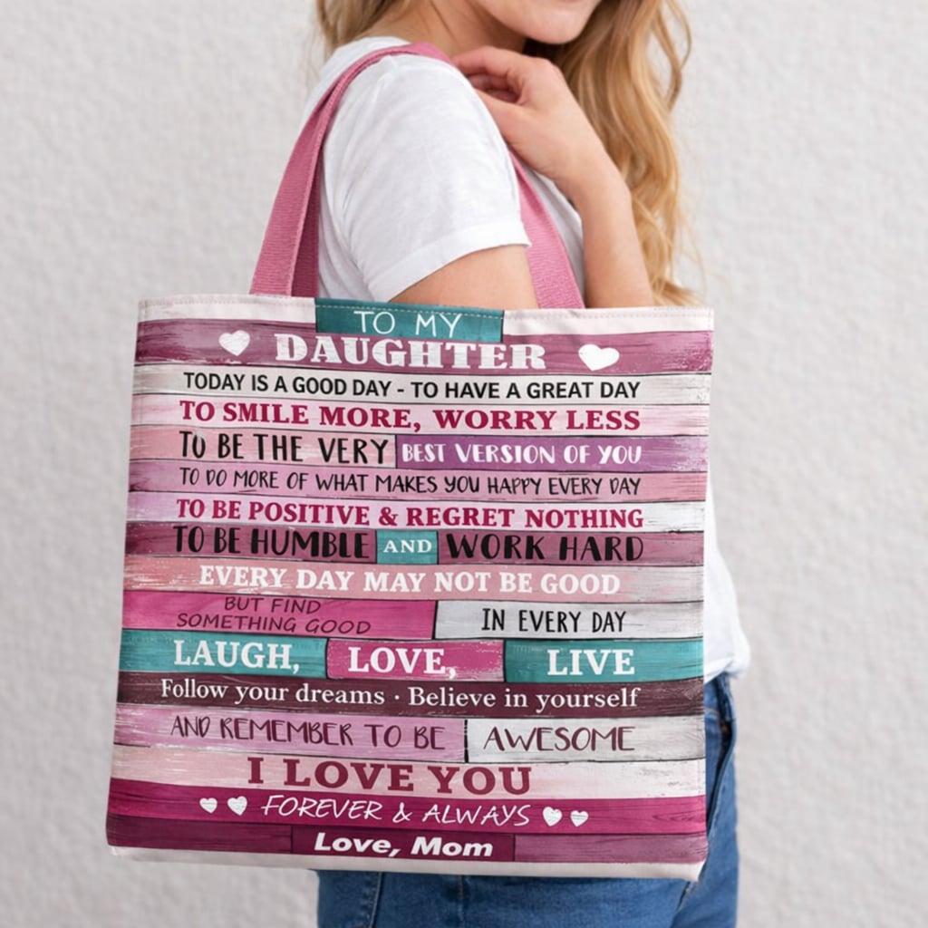 "TO MY DAUGHTER" Quilted tote bag - Gift form mom - NTTD00