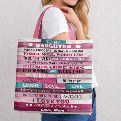 "TO MY DAUGHTER" Quilted tote bag - Gift form mom - NTTD00
