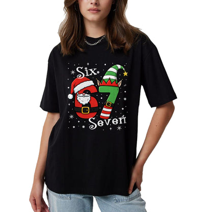 Funny Six Seven 67 Meme 6 7 Elf Santa Christmas Pajamas Kids T-Shirt - Christmas Unisex T-Shirt/Hoodie/Sweatshirt - HNDS00