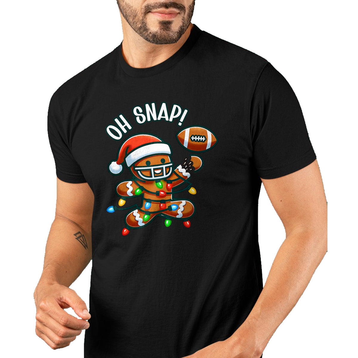 Funny Gingerbread Man Pajamas & PJs Xmas Holiday Oh Snap Gingerbreadman Christmas Football T-Shirt - Christmas Unisex T-Shirt/Hoodie/Sweatshirt - HNDS00