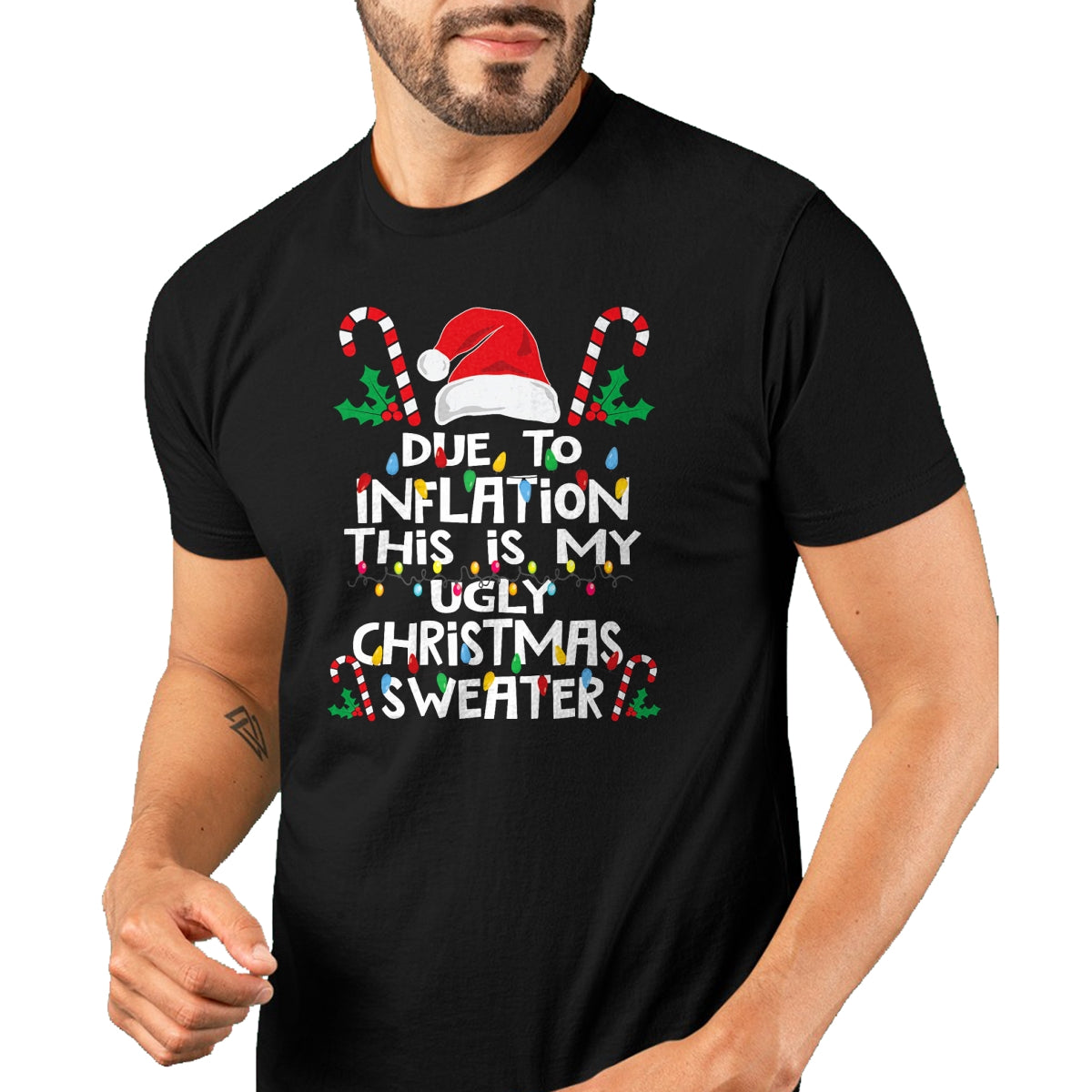 Funny Due to Inflation Ugly Christmas Sweaters For Men Women T-Shirt - Christmas Unisex T-Shirt/Hoodie/Sweatshirt - HNDS00