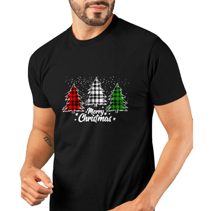 Merry Christmas Tree Xmas Buffalo Plaid Red White Green T-Shirt - Christmas Unisex T-Shirt/Hoodie/Sweatshirt - HNDS00