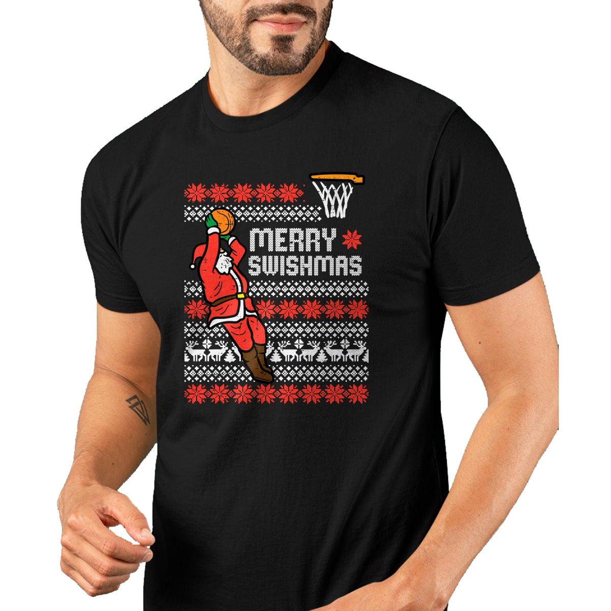 Merry Swishmas Basketball Ugly Christmas Xmas Men Boys Kids T-Shirt - Christmas Unisex T-Shirt/Hoodie/Sweatshirt - HNDS00