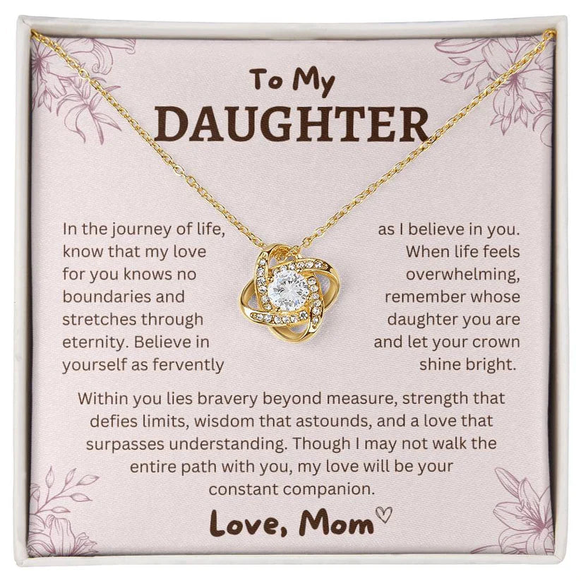 To My Daughter From Mom Necklace - Premium Love Knot Necklace