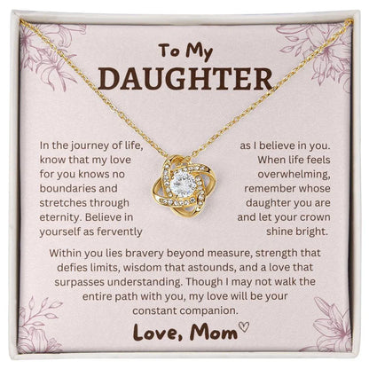 To My Daughter From Mom Necklace - Premium Love Knot Necklace